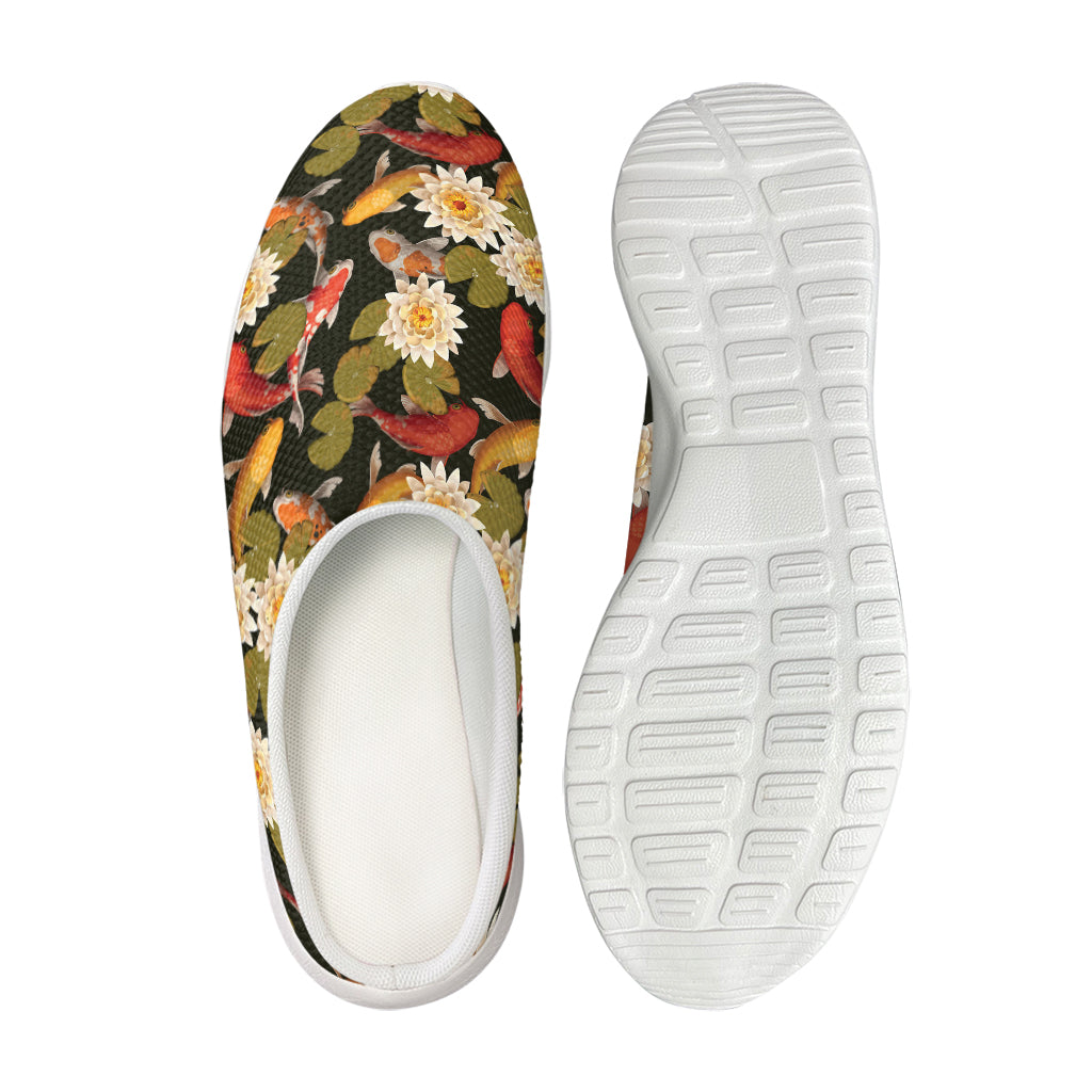 Koi Carp And Lotus Pattern Print Mesh Casual Shoes