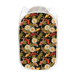 Koi Carp And Lotus Pattern Print Mesh Laundry Hamper