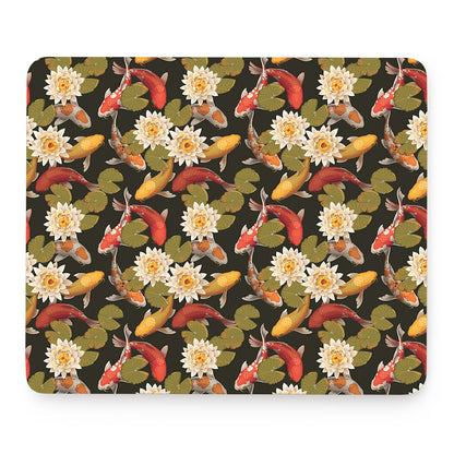Koi Carp And Lotus Pattern Print Mouse Pad