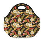 Koi Carp And Lotus Pattern Print Neoprene Lunch Bag