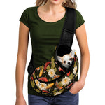 Koi Carp And Lotus Pattern Print Pet Sling Carrier