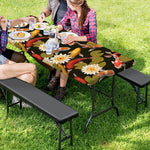 Koi Carp And Lotus Pattern Print Picnic Table Cover