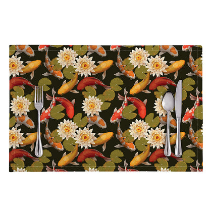 Koi Carp And Lotus Pattern Print Placemat