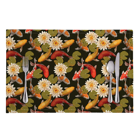 Koi Carp And Lotus Pattern Print Placemat