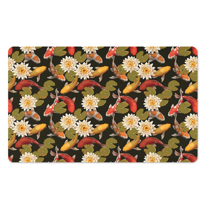 Koi Carp And Lotus Pattern Print Polyester Doormat