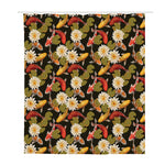 Koi Carp And Lotus Pattern Print Polyester Shower Curtain