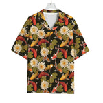 Koi Carp And Lotus Pattern Print Rayon Hawaiian Shirt