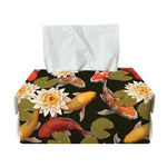Koi Carp And Lotus Pattern Print Rectangle Tissue Box Cover