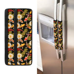 Koi Carp And Lotus Pattern Print Refrigerator Handle Covers