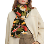 Koi Carp And Lotus Pattern Print Scarf
