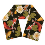 Koi Carp And Lotus Pattern Print Scarf