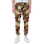 Koi Carp And Lotus Pattern Print Scuba Joggers