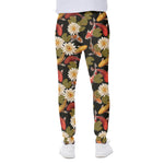 Koi Carp And Lotus Pattern Print Scuba Joggers