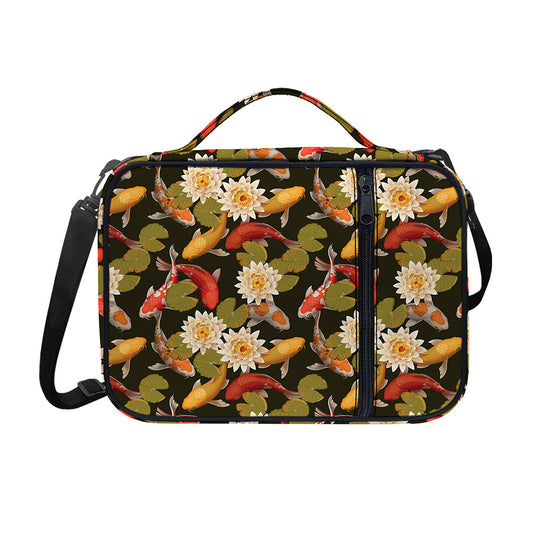 Koi Carp And Lotus Pattern Print Shoulder Strap Bible Bag