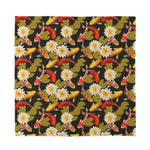 Koi Carp And Lotus Pattern Print Silk Bandana