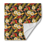 Koi Carp And Lotus Pattern Print Silk Bandana
