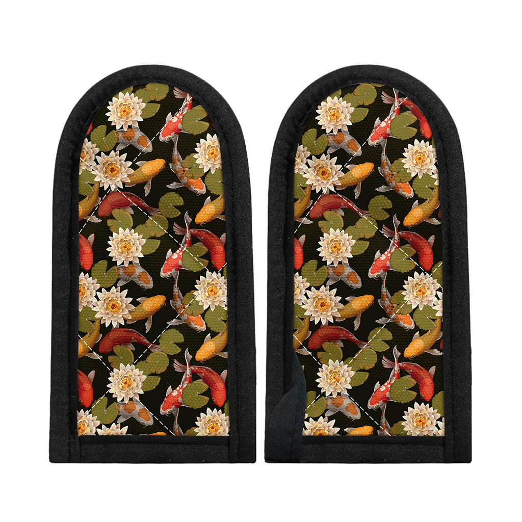 Koi Carp And Lotus Pattern Print Skillet Handle Cover