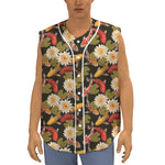 Koi Carp And Lotus Pattern Print Sleeveless Baseball Jersey