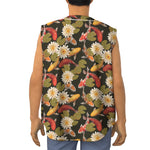 Koi Carp And Lotus Pattern Print Sleeveless Baseball Jersey