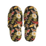 Koi Carp And Lotus Pattern Print Slippers