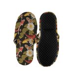 Koi Carp And Lotus Pattern Print Slippers