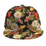 Koi Carp And Lotus Pattern Print Snapback Cap