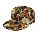 Koi Carp And Lotus Pattern Print Snapback Cap