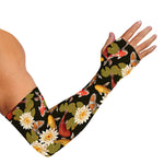 Koi Carp And Lotus Pattern Print Sun Protection Arm Sleeves