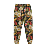 Koi Carp And Lotus Pattern Print Sweatpants