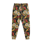 Koi Carp And Lotus Pattern Print Sweatpants