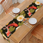 Koi Carp And Lotus Pattern Print Table Runner