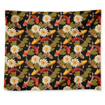 Koi Carp And Lotus Pattern Print Tapestry