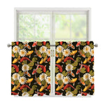 Koi Carp And Lotus Pattern Print Tier Curtains
