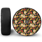 Koi Carp And Lotus Pattern Print Tire Cover With Camera Hole