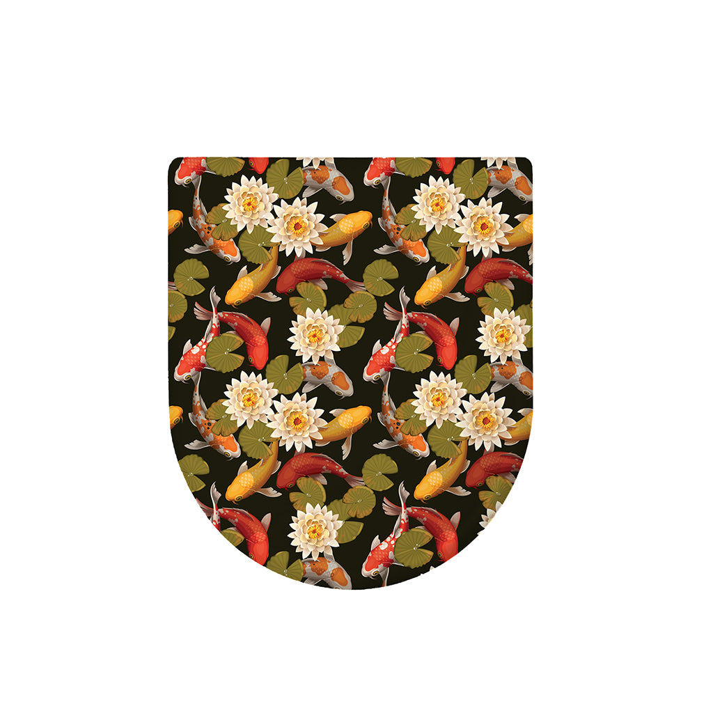 Koi Carp And Lotus Pattern Print Toilet Lid Cover