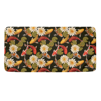 Koi Carp And Lotus Pattern Print Towel