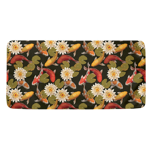 Koi Carp And Lotus Pattern Print Towel