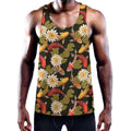 Koi Carp And Lotus Pattern Print Men's Workout Tank Top