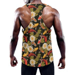 Koi Carp And Lotus Pattern Print Training Tank Top