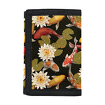 Koi Carp And Lotus Pattern Print Trifold Wallet