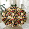 Koi Carp And Lotus Pattern Print Waterproof Round Tablecloth