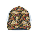 Koi Carp And Lotus Pattern Print White Mesh Trucker Hat