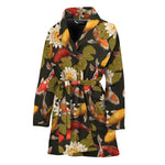 Koi Carp And Lotus Pattern Print Women's Bathrobe