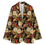 Koi Carp And Lotus Pattern Print Women's Blazer