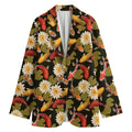 Koi Carp And Lotus Pattern Print Women's Cotton Blazer