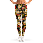 Koi Carp And Lotus Pattern Print Women's Leggings