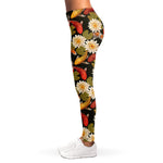Koi Carp And Lotus Pattern Print Women's Leggings