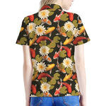 Koi Carp And Lotus Pattern Print Women's Polo Shirt