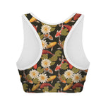 Koi Carp And Lotus Pattern Print Women's Sports Bra