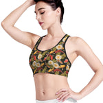 Koi Carp And Lotus Pattern Print Women's Sports Bra